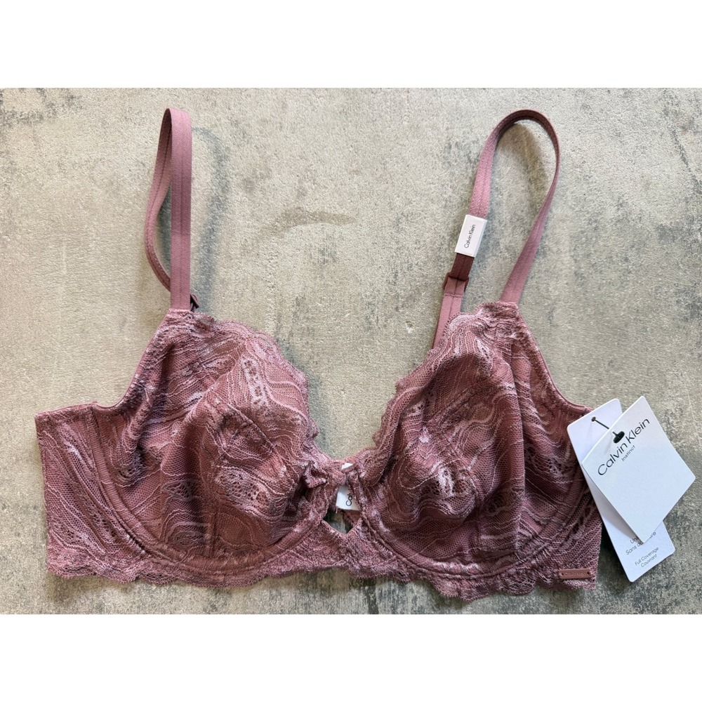 Calvin Klein Instinct Full Coverage Unlined Lace Bra Dusty Rose QF8120 34C NEW